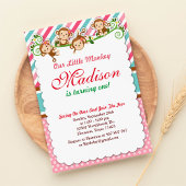 Invitation Pink Jungle Singe Safari animal Anniversaire