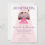 Invitation Pink Just Marié Honeymoon Fund Couples Douche<br><div class="desc">Emmenez vos invités dans un voyage imaginaire vers votre future destination en lune de miel avec cette invitation amusante et unique. Customisez facilement le texte avec les détails de votre parti. Vous n'avez pas besoin d'un code QR ? Veuillez supprimer le texte dans les zones de texte respectives. Bonne lune...</div>