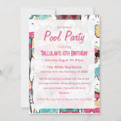 Invitation Pink Kawaii Cats Pool Party Anniversaire Invitatio (Devant)