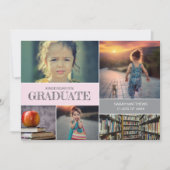 Invitation Pink Kindergarten Graduation Custom Photo Collage (Devant)