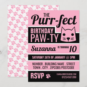 Invitation Pink Kitten fête d'anniversaire