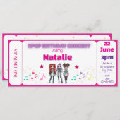 Invitation Pink KPOP Birthday Concert Ticket (Devant / Derrière)