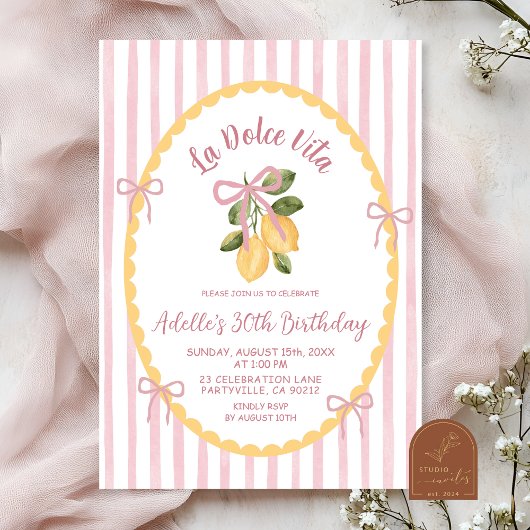 Invitation Pink La Dolce Vita Anniversaire italien