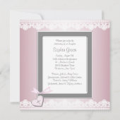 Invitation Pink Lace Baby Girl Photo Christening (Dos)