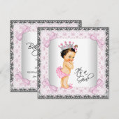 Invitation Pink Lace Bows Girly Princess Baby shower (Devant / Derrière)