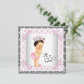 Invitation Pink Lace Bows Girly Princess Baby shower (Debout devant)