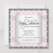 Invitation Pink Lace Bows Girly Princess Baby shower (Dos)