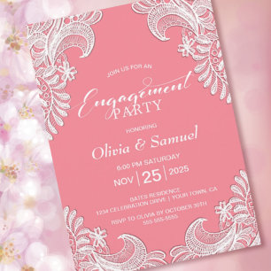 Invitation Pink Lace Engagement Party