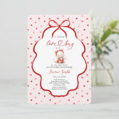Invitation Pink ladybug Baby Shower Girl (Debout devant)