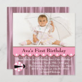 Invitation Pink Ladybug fête d'anniversaire (Devant / Derrière)