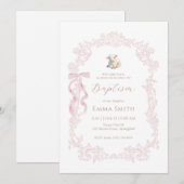 Invitation Pink Lamb Elegant Christian Girl Baptism (Devant / Derrière)