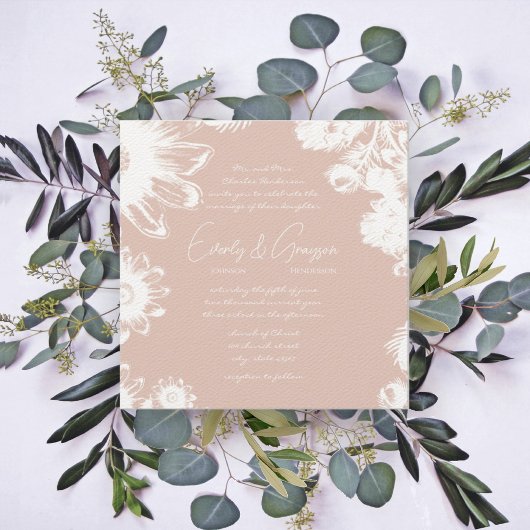 Invitation Pink Lavender Raspberry Rose Floral Wedding Invite