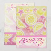 Invitation Pink Lemonade 'PARTY' bande d'invitation (Devant / Derrière)