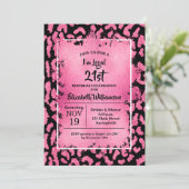 Invitation Pink Leopard 21st Birthday Party (Debout devant)