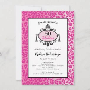 Invitation Pink Leopard 50 & Fabulous Happy 50th Birthday 