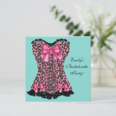 Invitation Pink Leopard Corset Turquoise Blue Bachelorette (Debout devant)