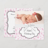 Invitation Pink Leopard Girl Photo Christening (Devant / Derrière)