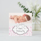Invitation Pink Leopard Girl Photo Christening (Debout devant)
