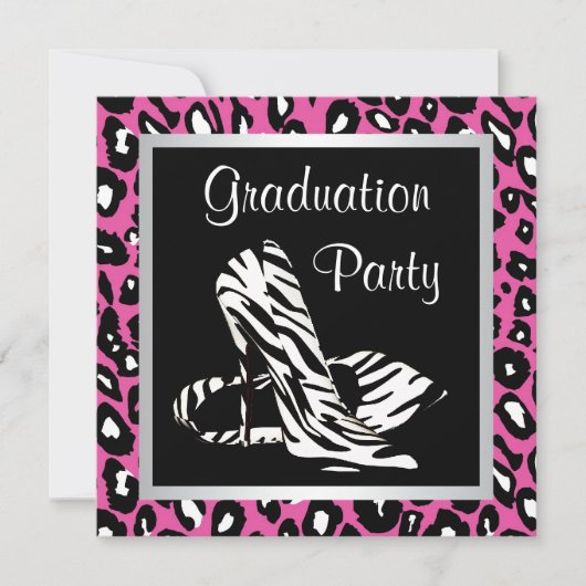 Invitation Pink Leopard Girls Graduation Party (Devant)
