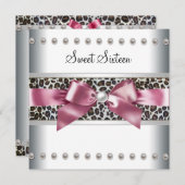 Invitation Pink Leopard Sweet 16 Anniversaire (Devant / Derrière)