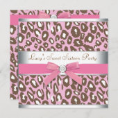 Invitation Pink Leopard Sweet 16 Party (Devant / Derrière)