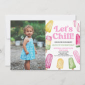 Invitation Pink Let's Chill Popsicle Photo Anniversaire (Devant)