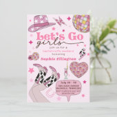 Invitation Pink Let's Go Girl Bachelorette Week-end Nash Bash (Debout devant)