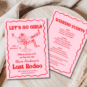 Invitation Pink Let's Go Girls Nashville Bachelorette Party