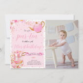 Invitation Pink Let's Par-tea Tea Anniversaire Photo (Devant)