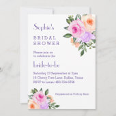 Invitation Pink Lilac Bright Floral Roses Fête des mariées (Devant)