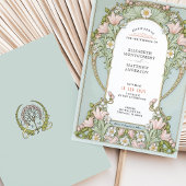 Invitation Pink Lilies Printemps Art Nouveau Mariage