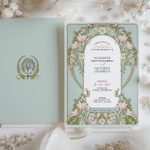 Invitation Pink Lilies Printemps Art Nouveau Mariage