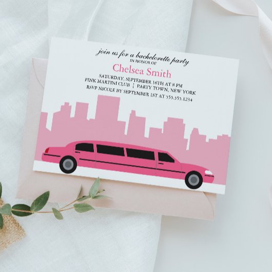 Invitation Pink Limousine Bachelorette Party