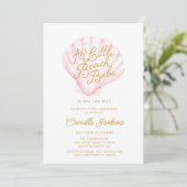 Invitation Pink Little Beach Babe Baby shower Shell (Debout devant)