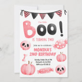 Invitation Pink Little Boo Two Girl Halloween 2e anniversaire (Devant)