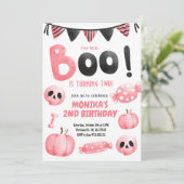 Invitation Pink Little Boo Two Girl Halloween 2e anniversaire (Debout devant)