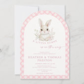 Invitation Pink Little Bunny Gingham Arch Baby Shower (Devant)