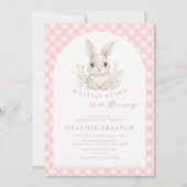 Invitation Pink Little Bunny Gingham Arch Baby Shower (Devant)