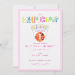 Invitation Pink Little Champ Basketball N'Importe Quel Âge Fi