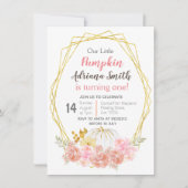 Invitation Pink Little Citrouille Automne Anniversaire Automn (Devant)