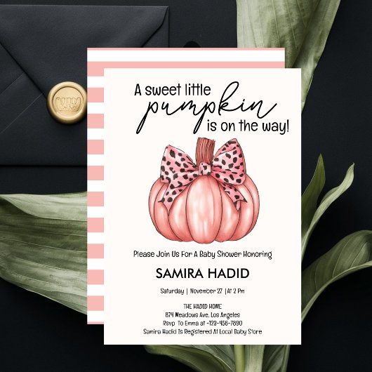 Invitation Pink Little Citrouille C'est un Baby shower d'auto
