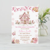 Invitation Pink Little Cookie Christmas 1st birthday  (Debout devant)
