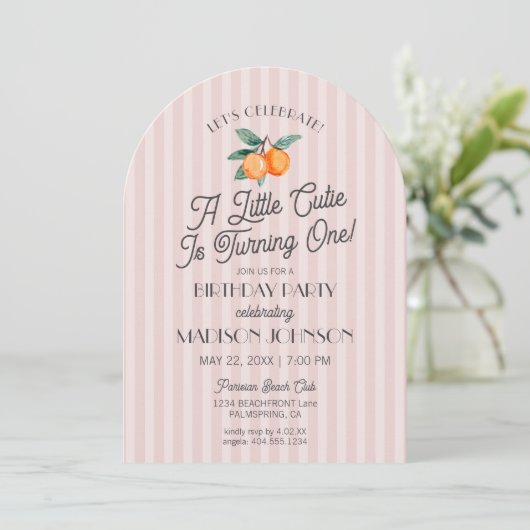 Invitation Pink Little Cutie Citrus Anniversaire (Debout devant)