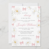 Invitation Pink Little Daisy Bow Spring Baby Girl Shower (Devant)
