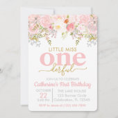 Invitation Pink Little Miss ONE derful Girl Premier anniversa (Devant)