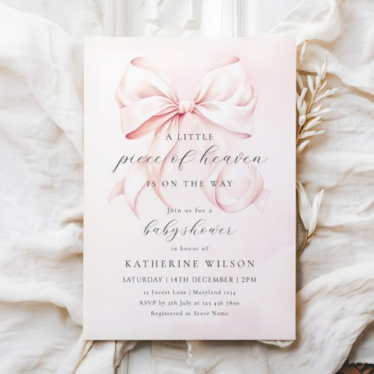 Invitation Pink Little Piece of Heaven Baby Shower