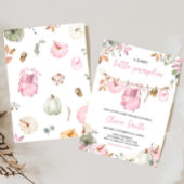 Invitation Pink Little Pumpkin Fall Autumn Baby Shower 