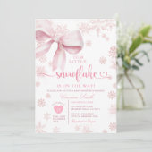 Invitation Pink Little Snowflake Baby Shower Winter Party (Debout devant)