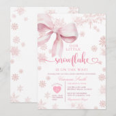 Invitation Pink Little Snowflake Baby Shower Winter Party (Devant / Derrière)