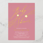 Invitation Pink Little Star Baby shower Foil (Recto)